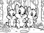 Squirrels Coloring Pages for Kids