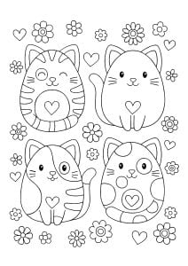 Four Squishmallow animals (Coloring Page)