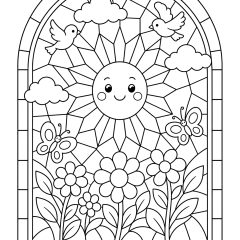 Printable Stained glass coloring sheets for Kids