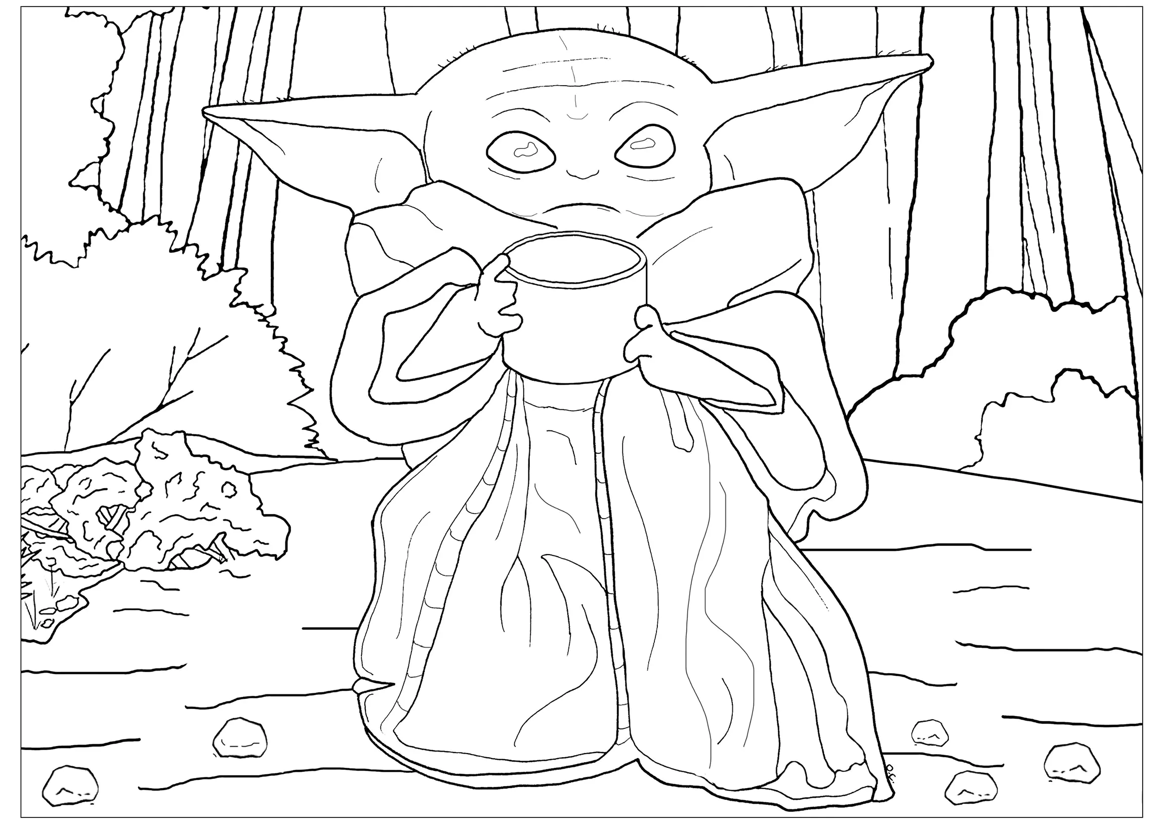 Grogu - Baby Yoda (The Mandalorian) (Printable Star Wars Coloring Page for Kids)