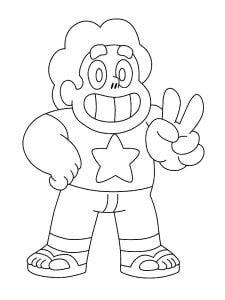 Steven makes the victory sign (Steven Universe Coloring Page)
