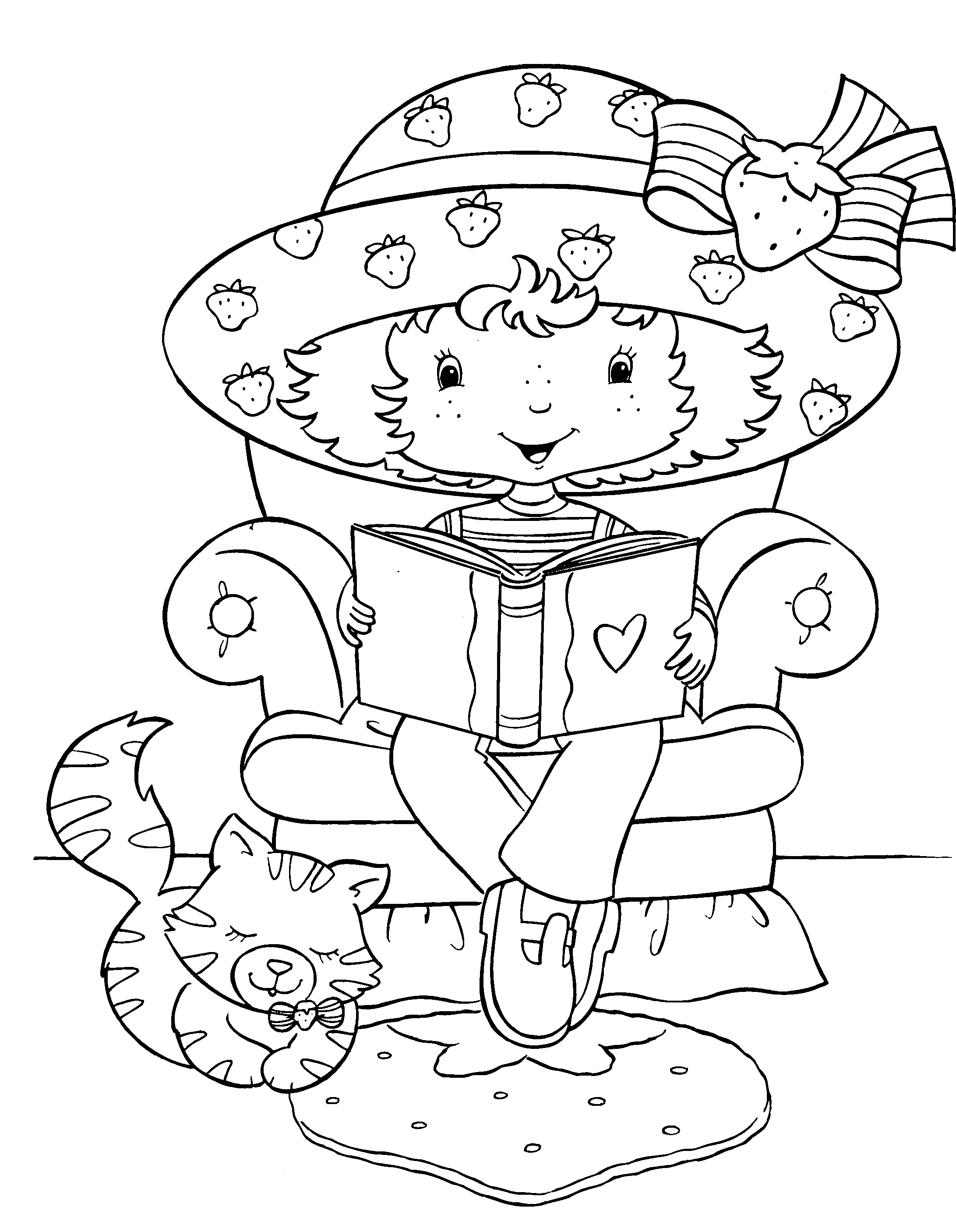Drawing of Strawberry Shortcake to color