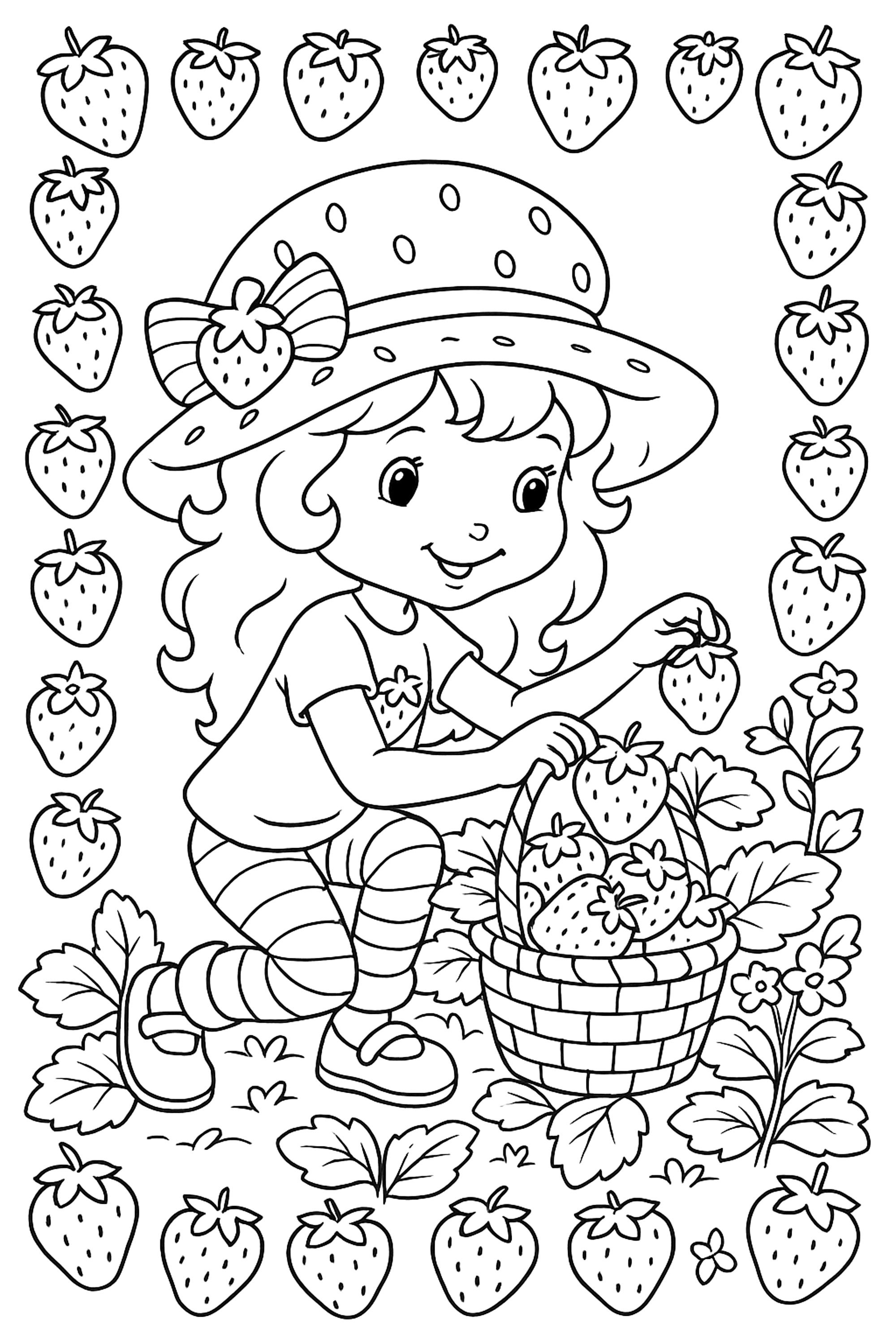 Small strawberry harvest (Printable Strawberry Shortcake Coloring Page for Kids)