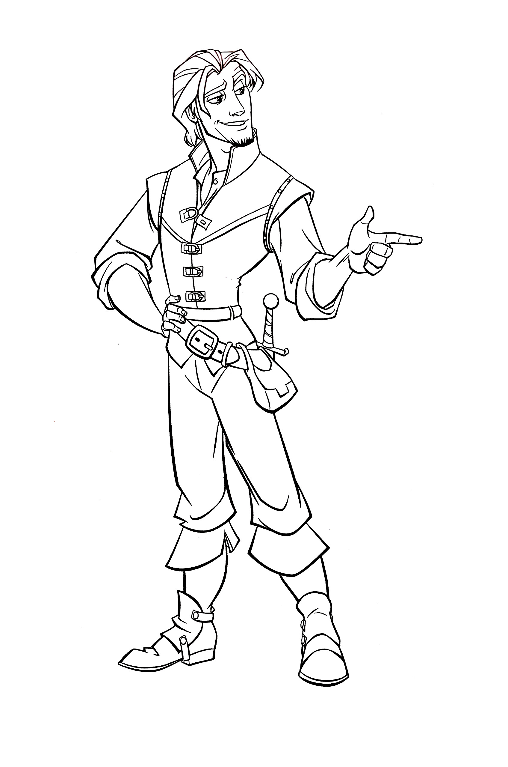 Printable Tangled coloring page to print and color for free : Flynn Rider