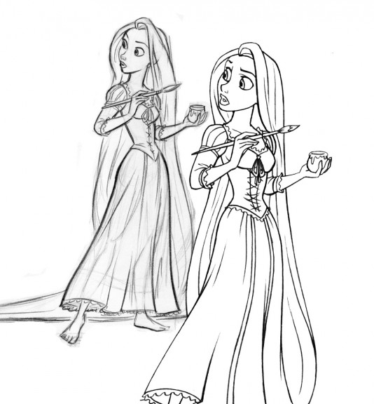 Tangled coloring page to download for free : drawing of Rapunzel