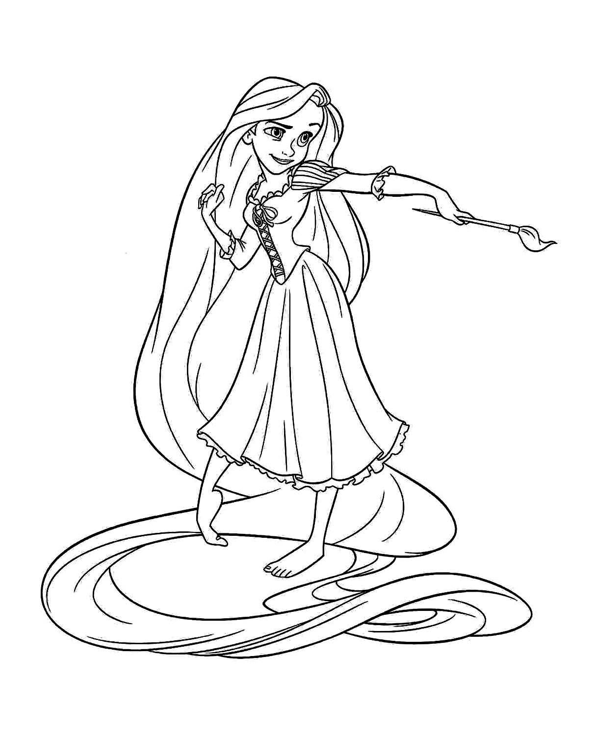 Rapunzel in a Printable Tangled coloring page to print and color