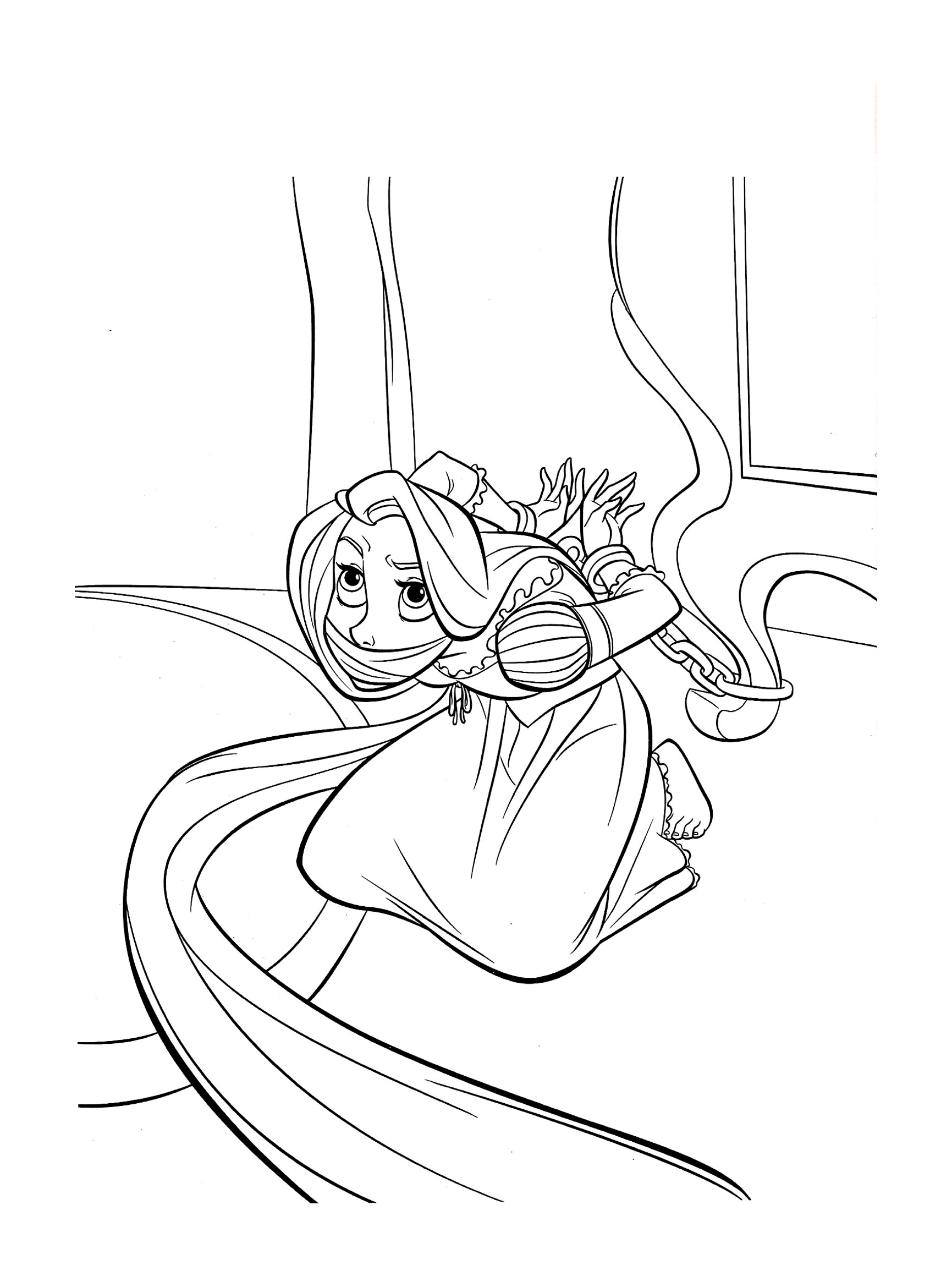 Beautiful Tangled coloring page to print and color : Rapunzel