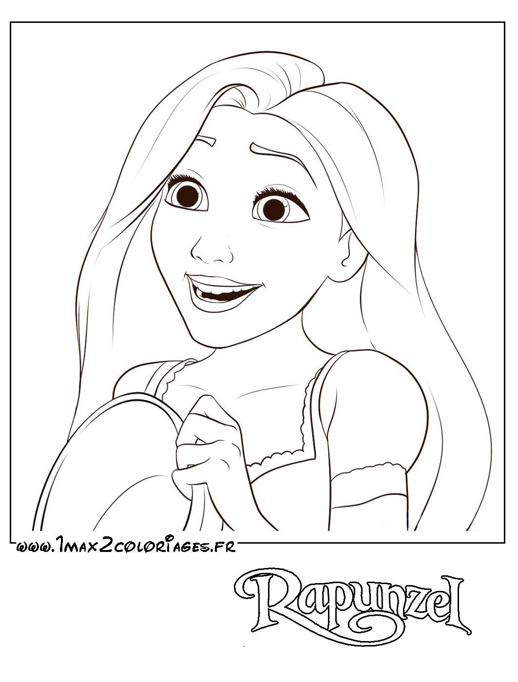 Free Tangled coloring page to print and color, for kids : Rapunzel portrait