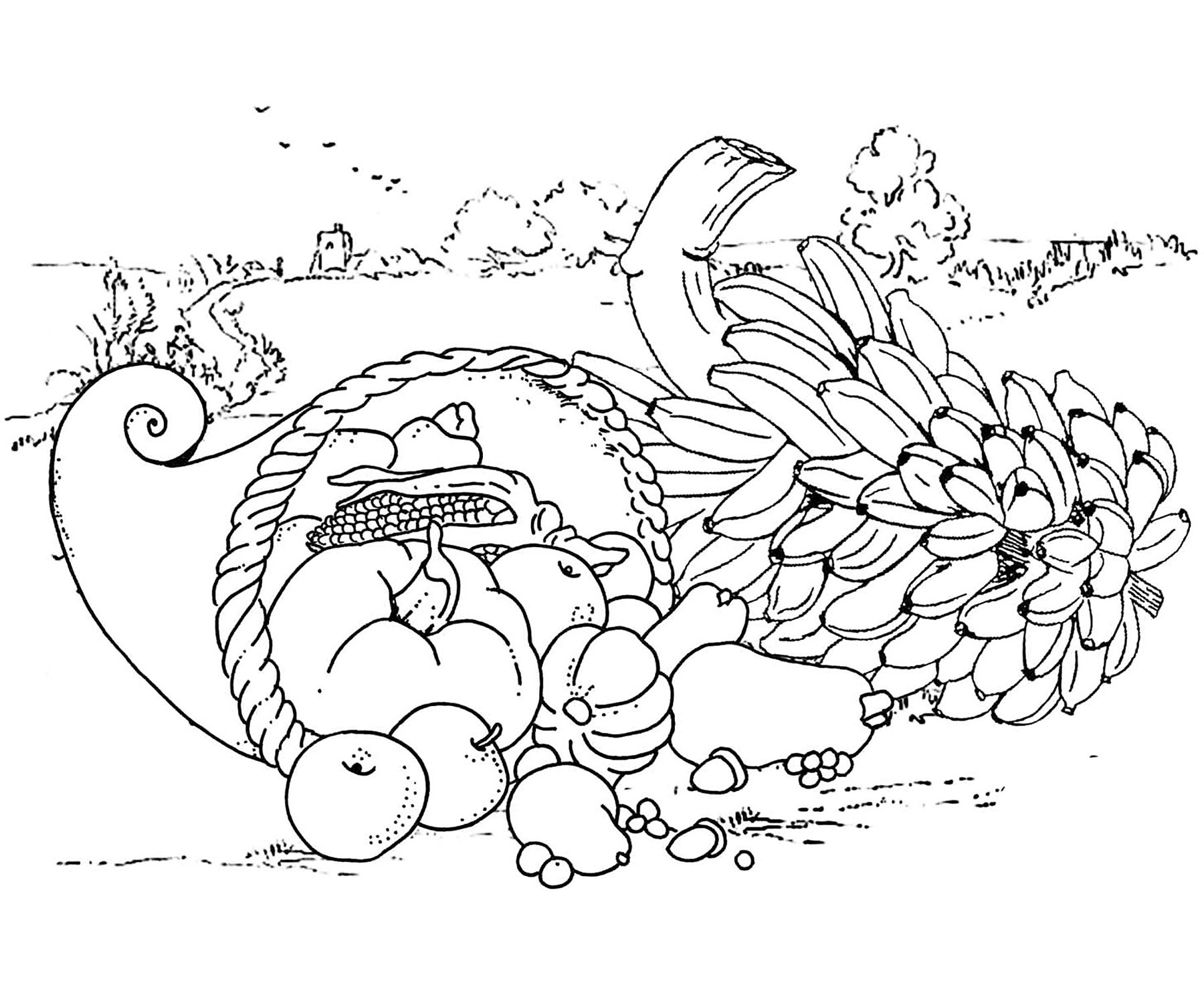 Thanksgiving drawing to color, easy for kids