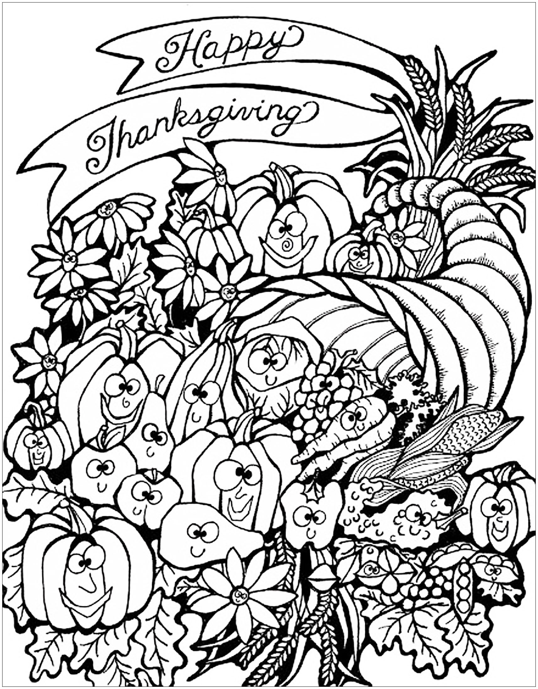 Thanksgiving for kids - Thanksgiving Kids Coloring Pages