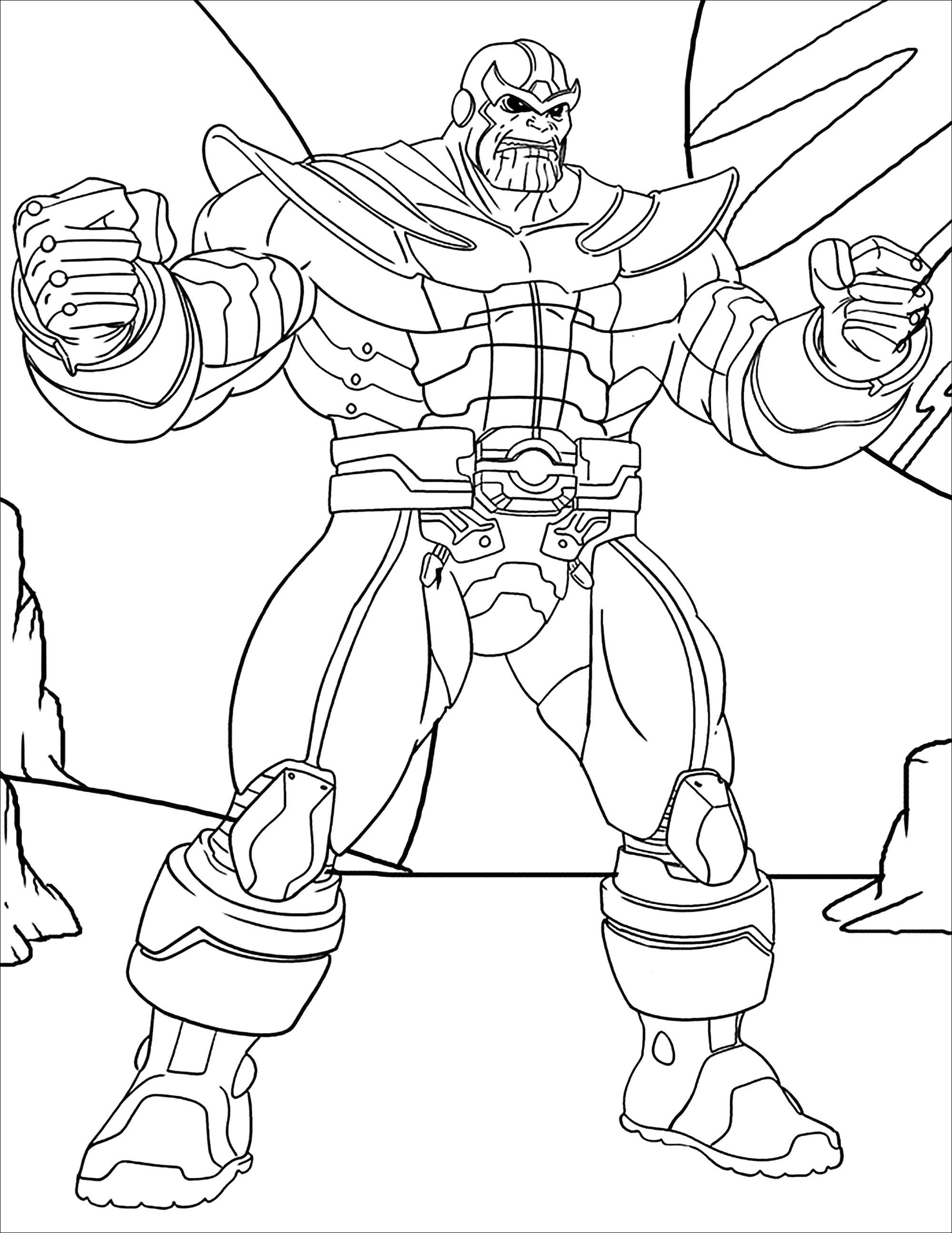 Funny free Thanos coloring page to print and color