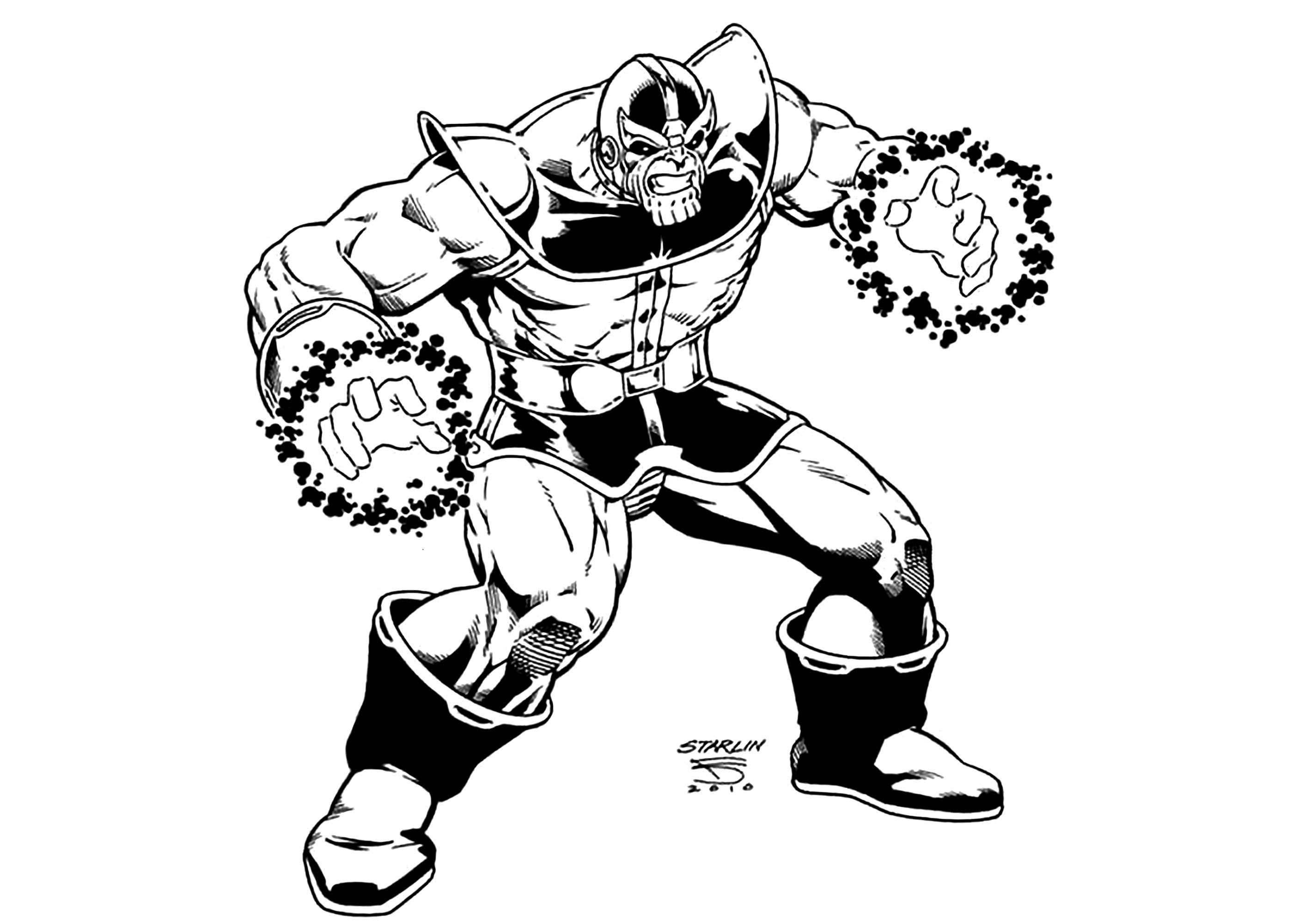 Simple Thanos coloring page to download for free