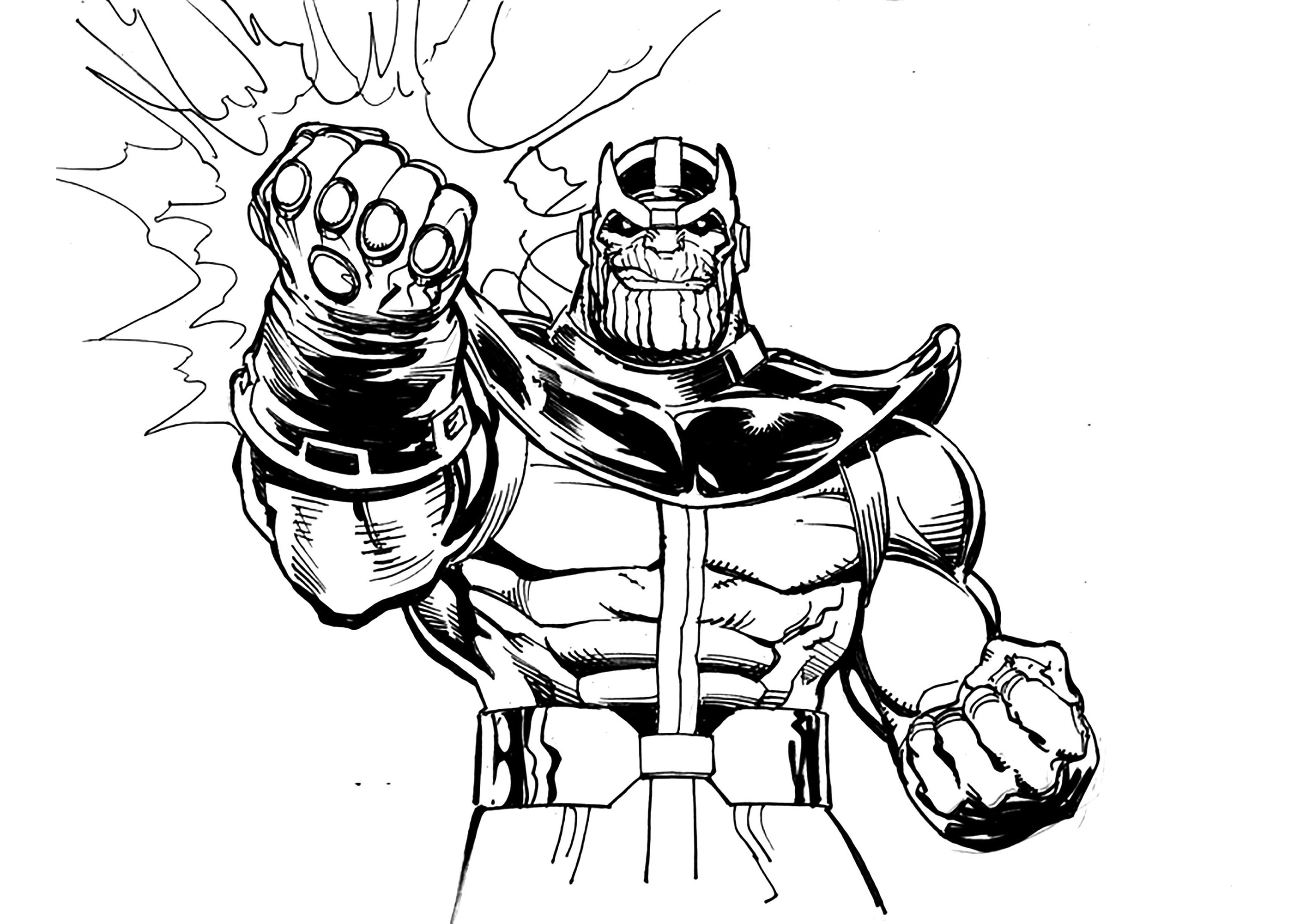 Easy free Thanos coloring page to download