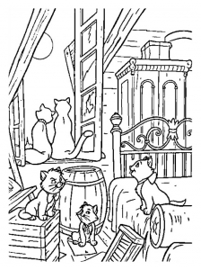 Drawing of The Aristocats free to print and color