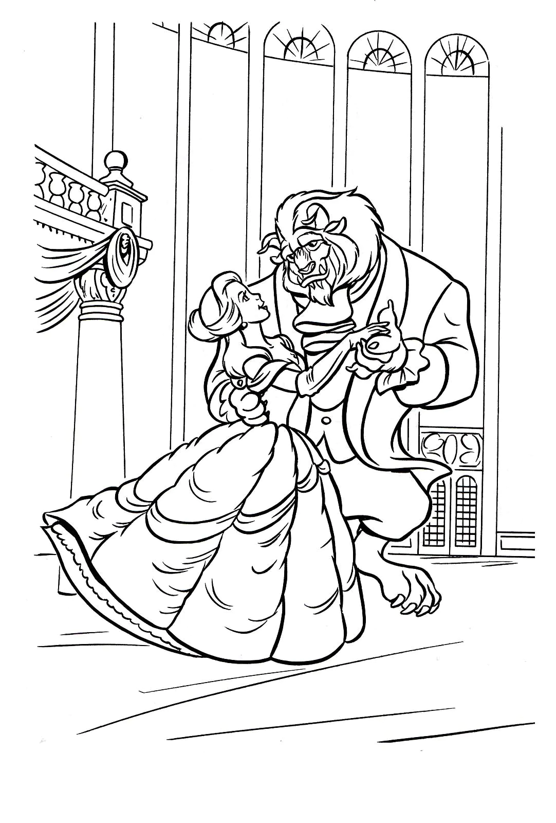 Beauty and the beast image to download and color (The Beauty And The Beast)