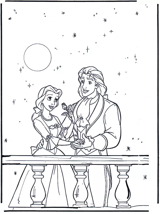 Free Beauty and the Beast drawing to download and color (The Beauty And The Beast)