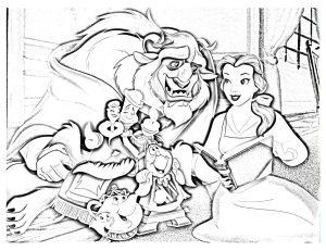 Free Beauty and the Beast drawing to print and color