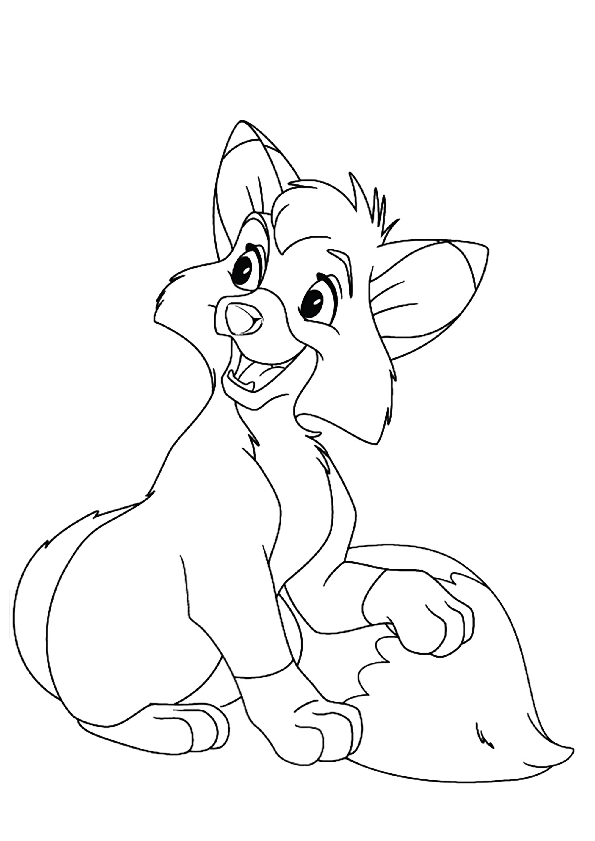 The friendly fox (Printable The Fox and the Hound Coloring Page for Kids)