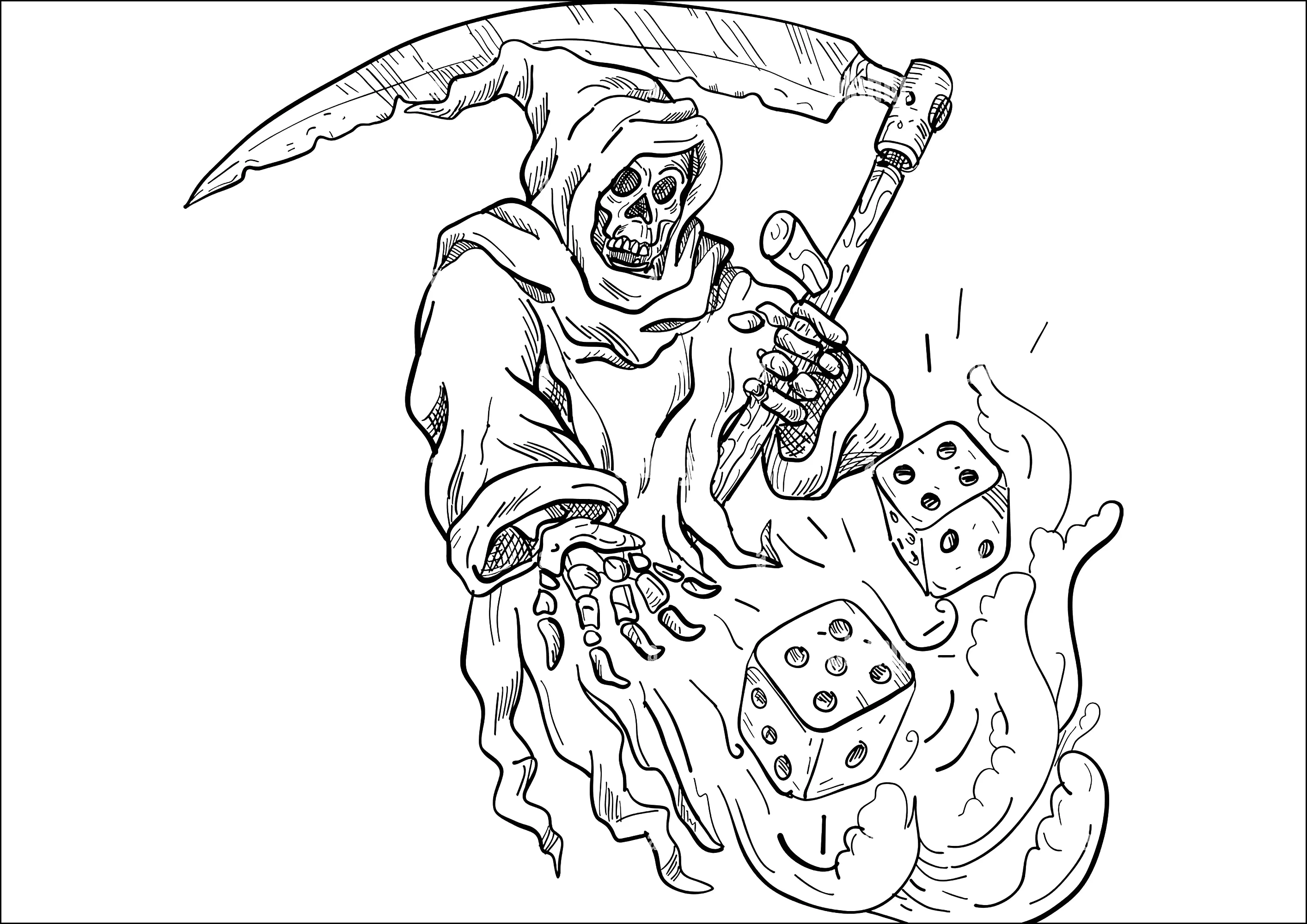 The grim reaper to print (Printable Coloring Page for Kids)
