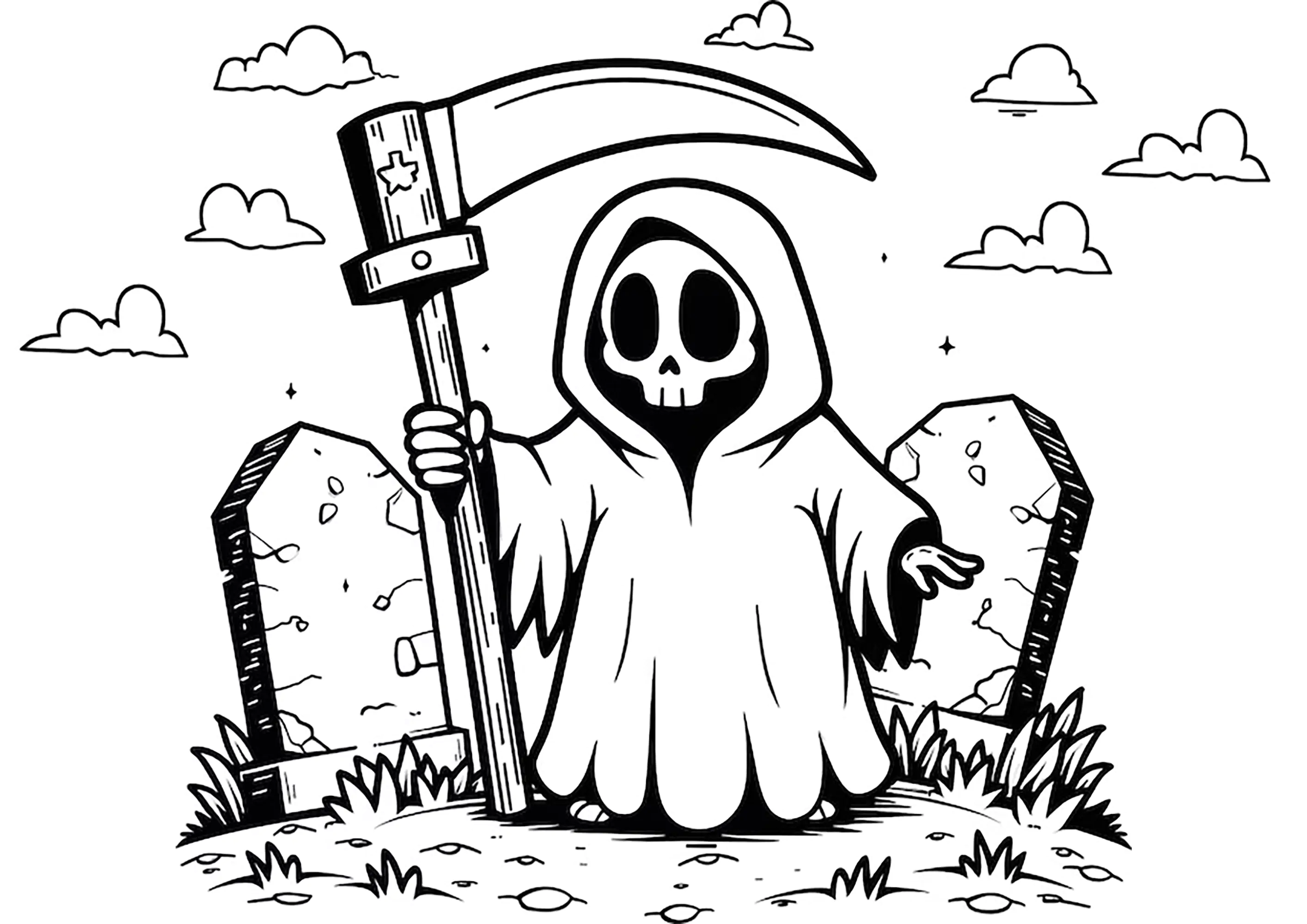 The grim reaper to download (Printable Coloring Page for Kids)