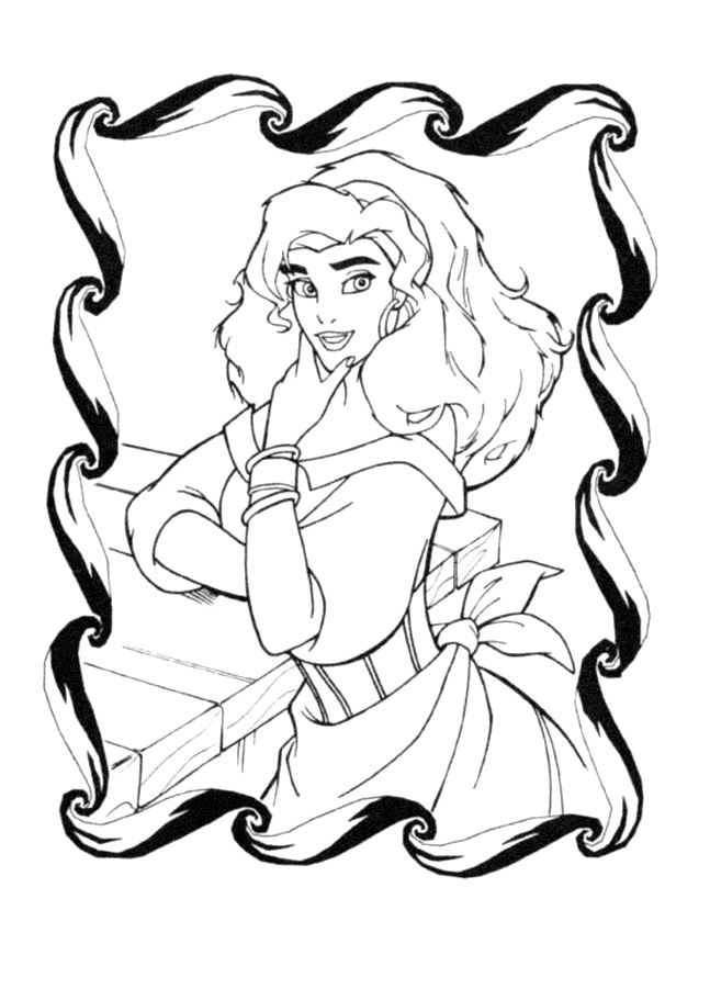 Pretty picture of Esmeralda to print and color