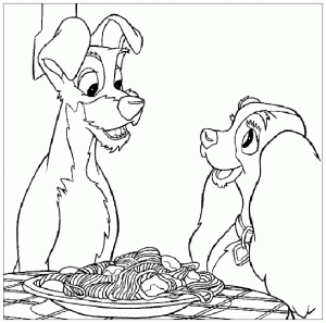 Coloring page the lady and the tramp to color for kids