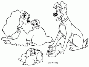 Coloring page the lady and the tramp to color for children
