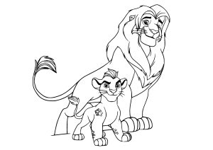 Kion and his father the great Simba (The Lion Guard Coloring Page)