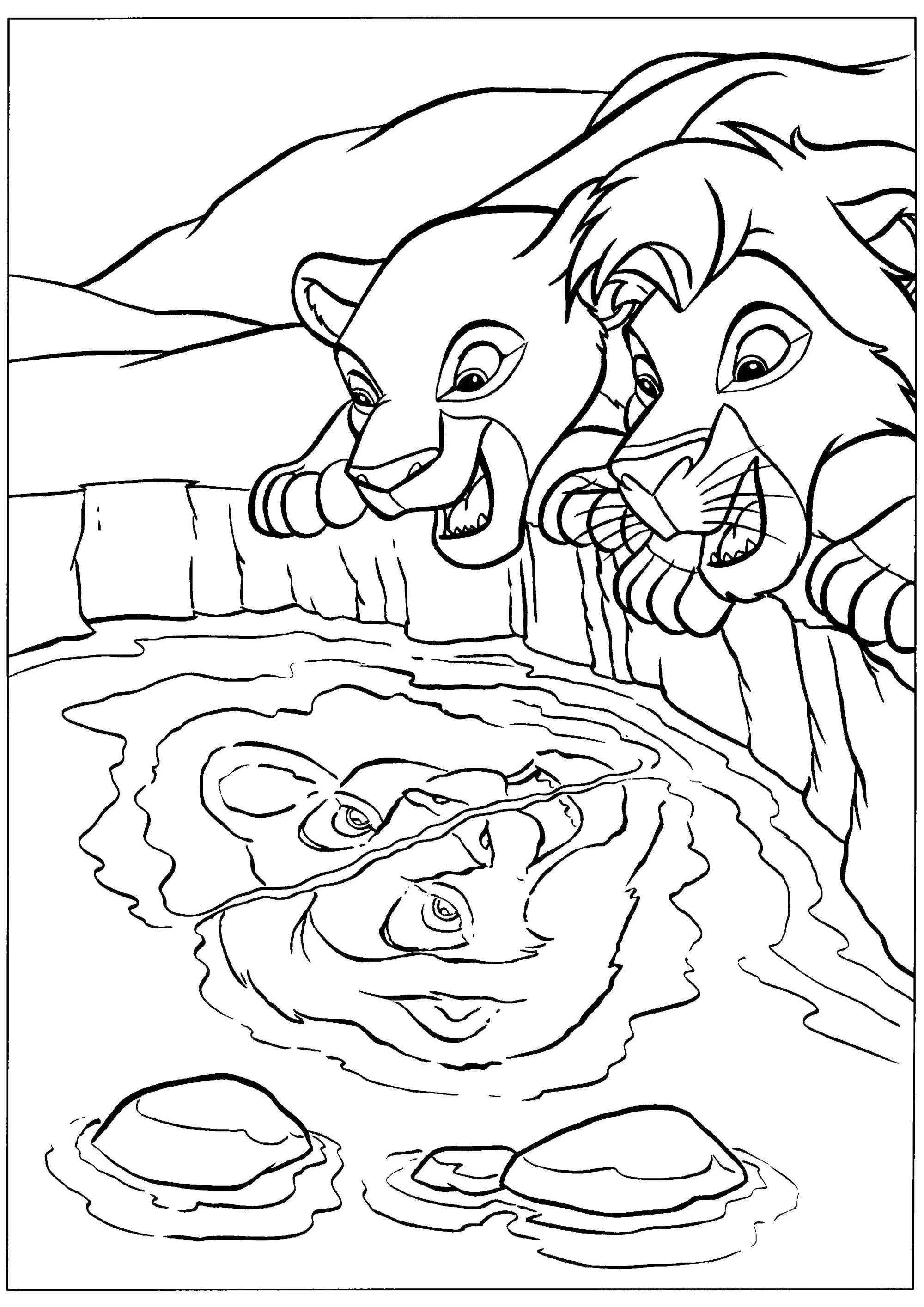The Lion King: Simba and Nala (Printable Coloring Page for Kids)