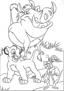 Timon, Pumbaa with Simba