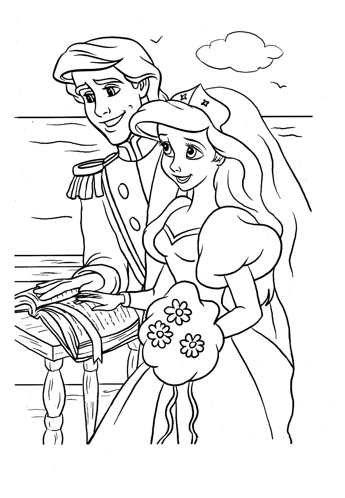Simple The Little Mermaid coloring page for children