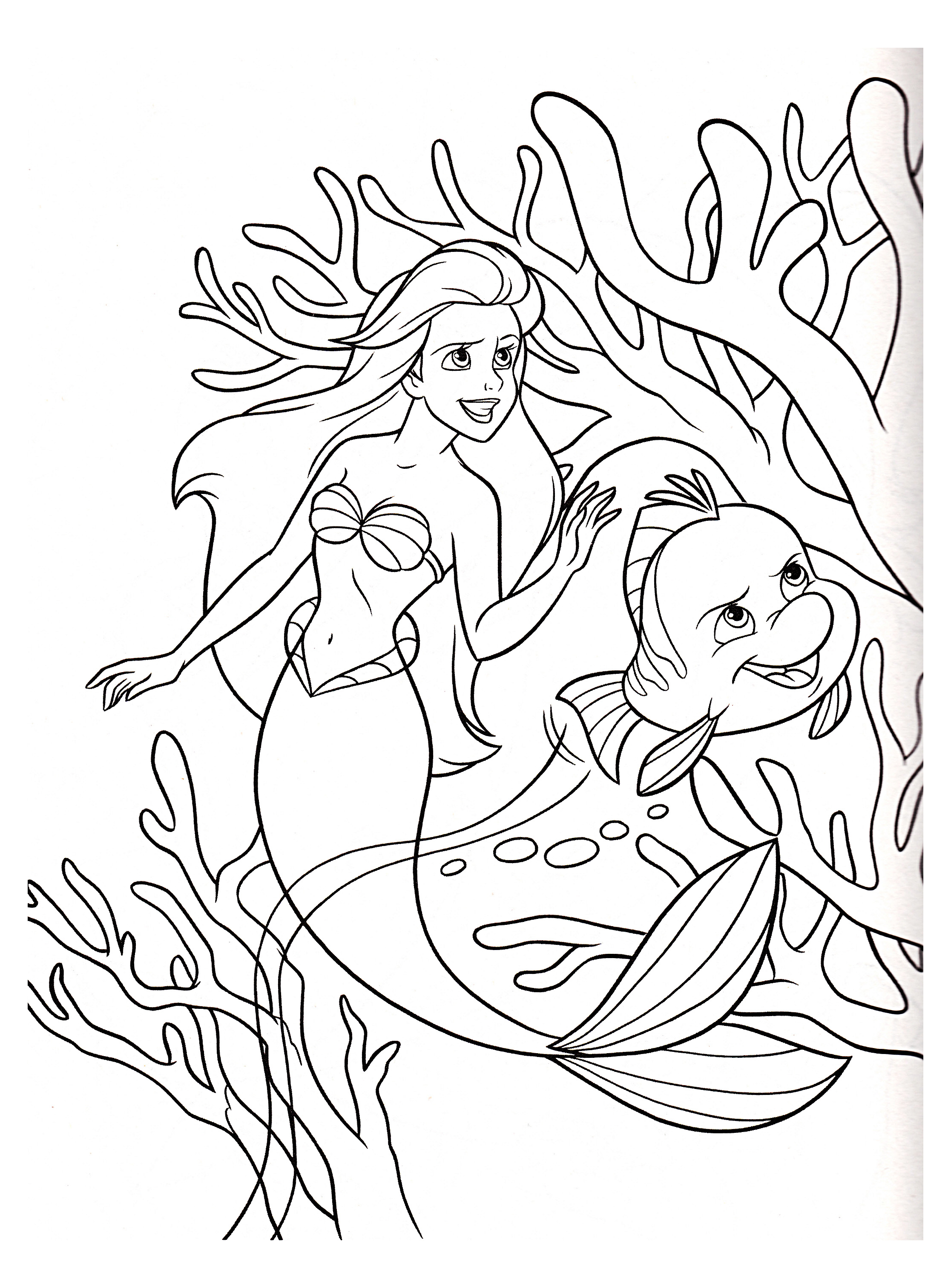 Download The little mermaid to color for children - The Little Mermaid Kids Coloring Pages