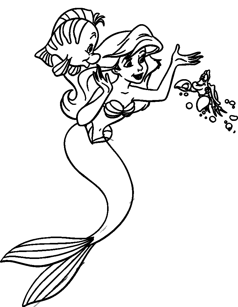 Pretty mermaid Ariel to print and color
