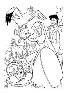 Printable Coloring Page for Kids : The Little Mermaid: Wedding