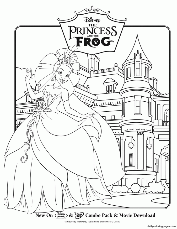 Drawing of The Princess and the Frog to print and color