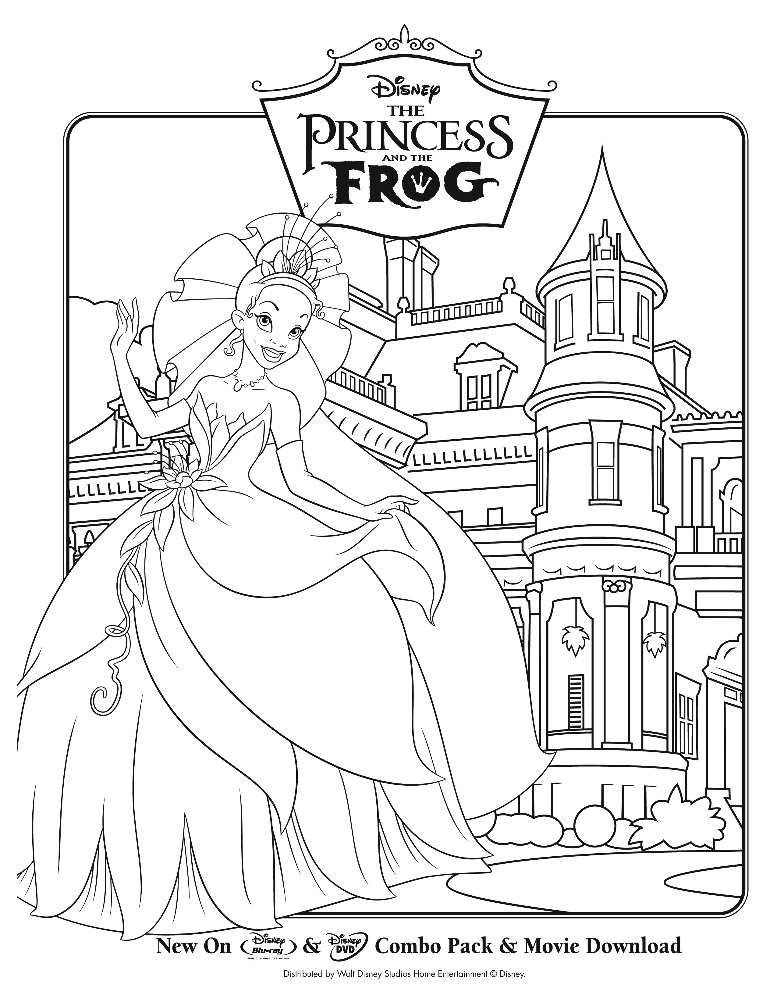 Image Of The Princess And The Frog To Print And Color The Princess