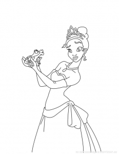 Coloring page the princess and the frog for kids