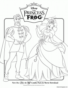 Coloring page the princess and the frog to color for children