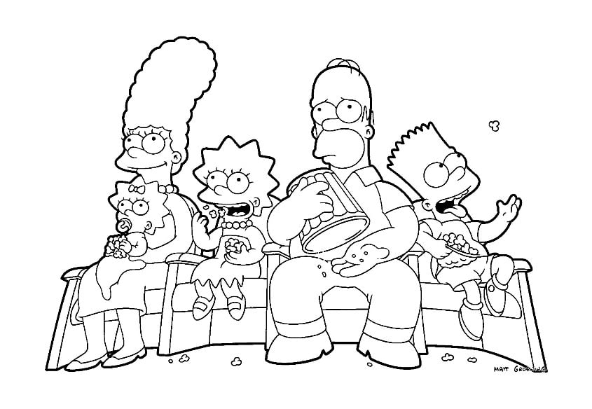 Incredible Simpsons coloring pages, simple, for kids