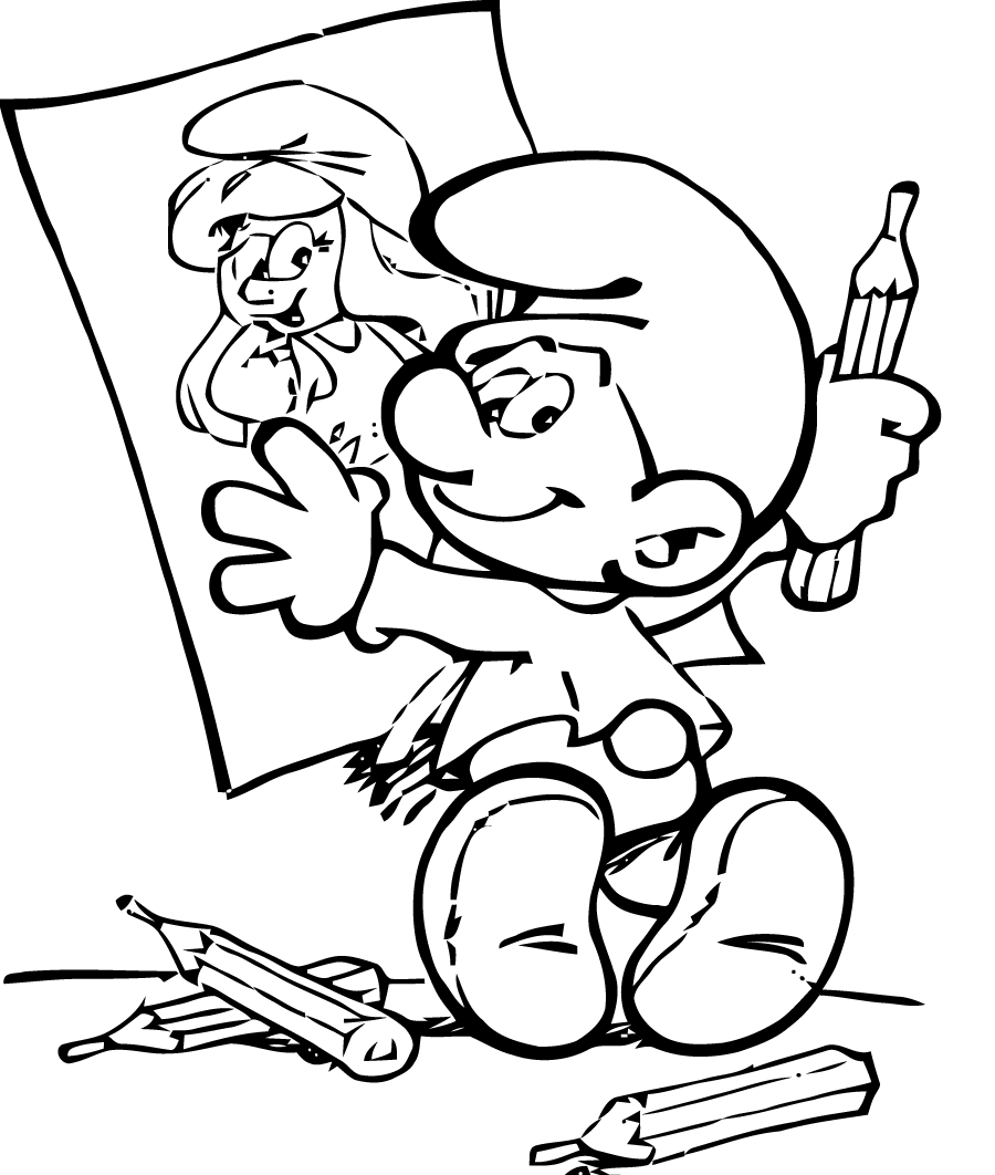 The Painter Smurf (Printable The Smurfs Coloring Page for Kids)