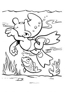 Printable Coloring Page for Kids : The Smurfs' swim