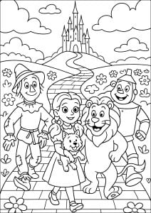 Magical adventure in the Land of Oz (The Wizard of Oz Coloring Page)