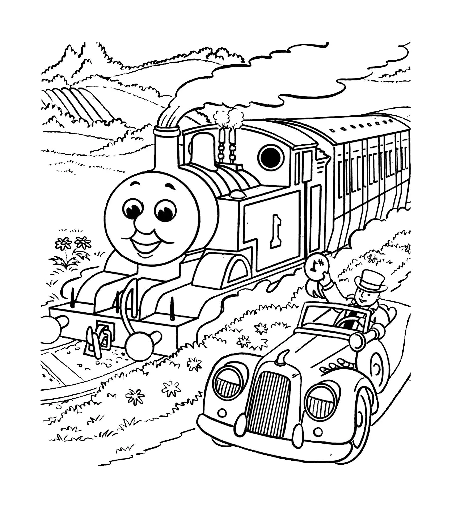 Image of Thomas and his friends to download and color (Thomas And Friends)