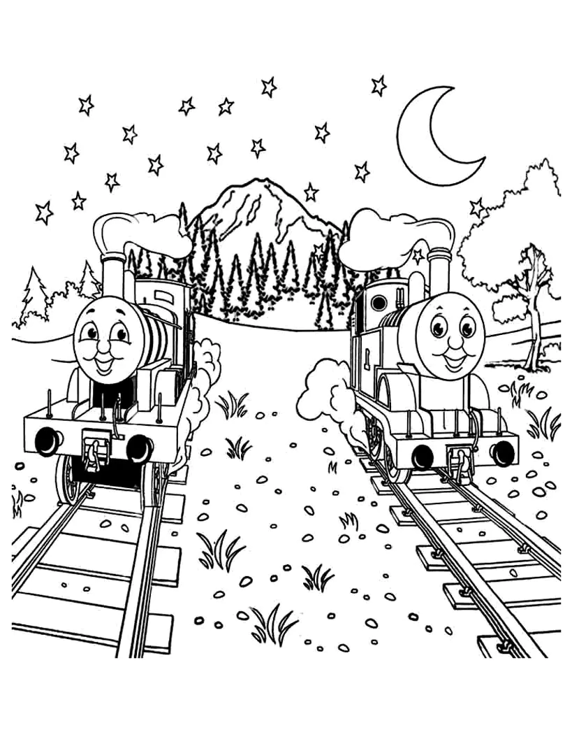 Printable coloring page of Thomas and his friends for children (Thomas And Friends)