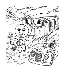 Image of Thomas and his friends to download and color