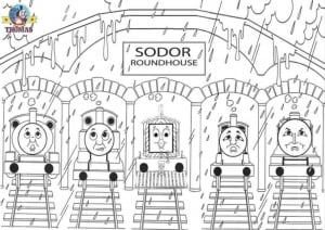 Image of Thomas and his friends to print and color