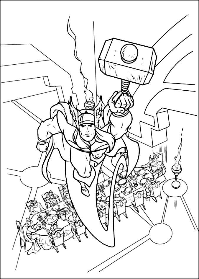 Thor coloring pages for kids - Thor Kids Coloring Pages