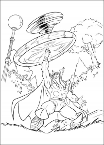Printable Coloring Page for Kids : Thor causing a tornado