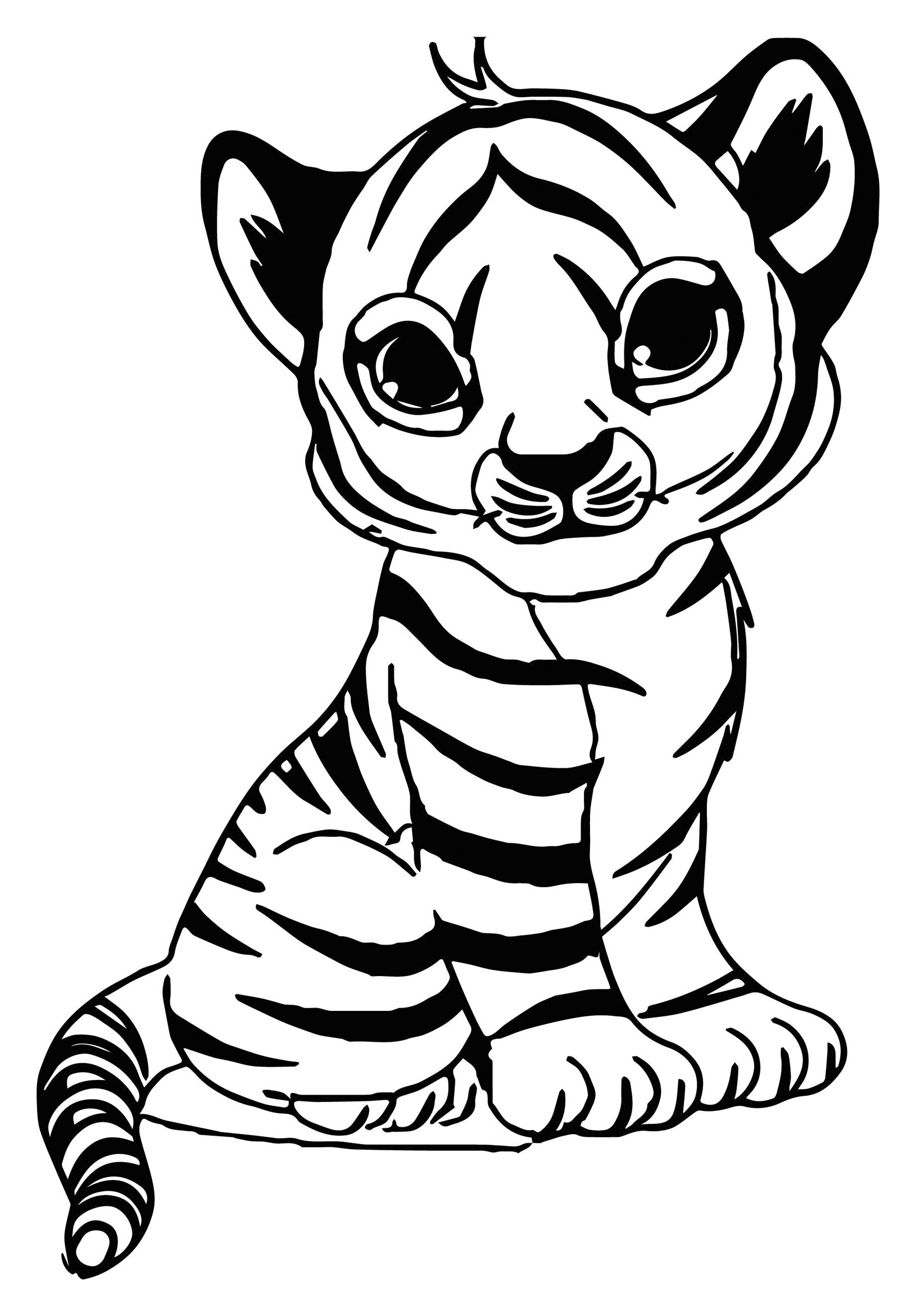 Super simple tiger coloring page