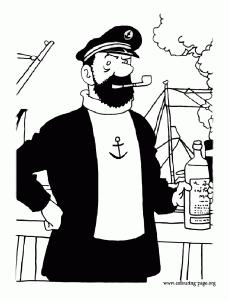 Free Tintin drawing to download and color